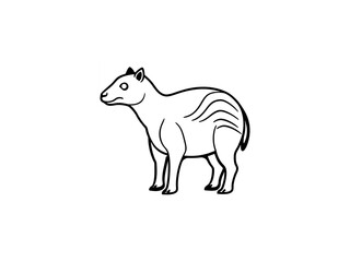 Fototapeta premium A black and white line drawing of a young Extinct Animals .