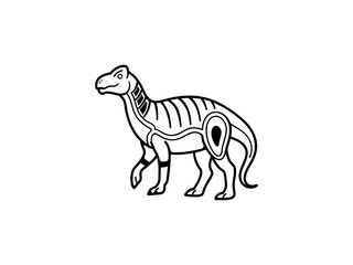A black and white line drawing of a young Extinct Animals .