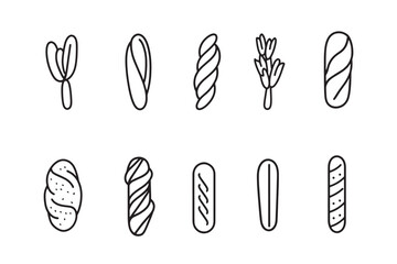 Baguette Ultra Minimalist 2D Line Art Icon