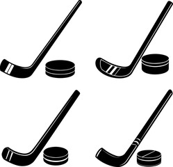 A Set of hockey stick silhouette vector illustration