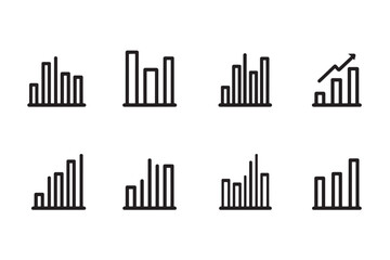 Bar chat line art icon set