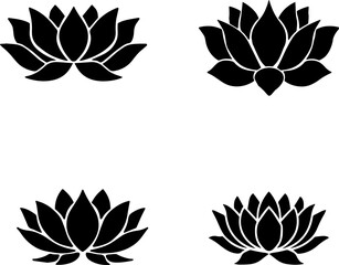A Set of lotus silhouette vector illustration
