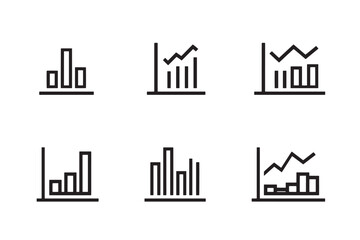 Bar Graph line art icon set