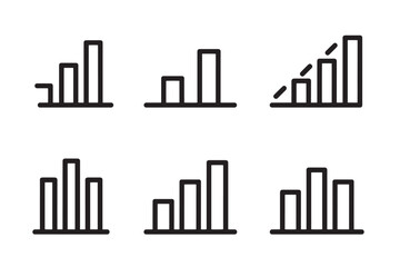 Bar Graph line art icon set