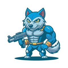 Wolf bodybuilder vector art illustration file