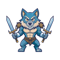 Wolf bodybuilder vector art illustration file