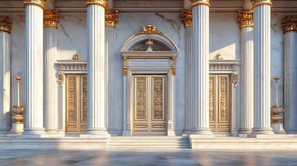 Fototapeta premium Sophisticated villa exterior in golden hour warm light high resolution picture