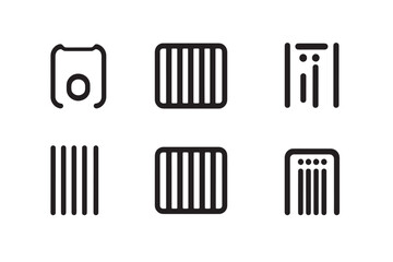 Barcode Icon Minimalist 2D Line Art Vector