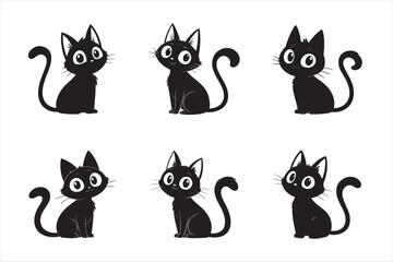 Fototapeta premium A black silhouette of cartoon cat.