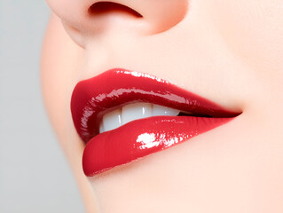 Obraz premium Close-up of Glossy Red Lips