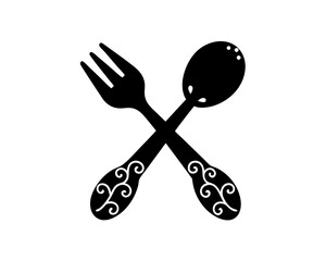 creative details Fork and Spoon Icon vector Illustration 