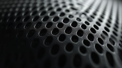 The intricate design of a pitch black background reveals a series of evenly spaced circular openings, creating a visually engaging texture that adds depth and modernity to any creative project.