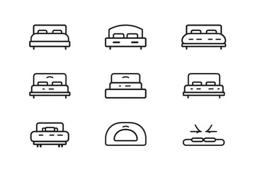 Simple Bed Outline Vector Illustration