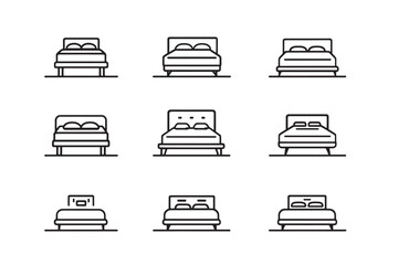 Clean Bed Icon in Monoline Design