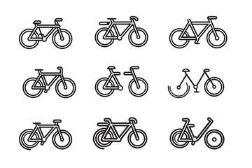 Obraz premium Bicycle line art icon set