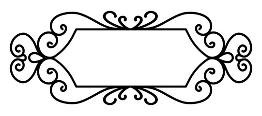 Vintage frame with swirls. Blank for inscription in classic style. Frame for mirror. Silhouette of ornamental frame