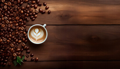 Coffee background with lots of coffee beans on the floor 