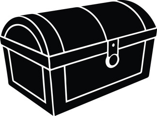 wooden treasure chest silhouette vector icon