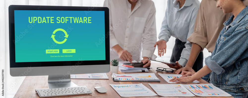 Aufkleber Software update on computer for brisk version of device software upgrade
