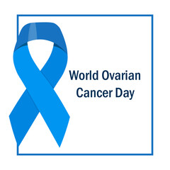Celebrate World Ovarian Cancer Day on May 8th. Illustration of a mint blue ribbon on a white background. Vector Not AI generated