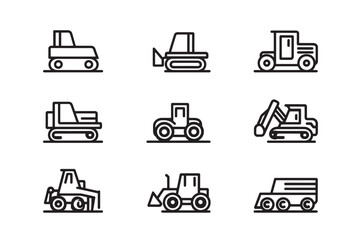 Ultra Minimalist Bulldozer Line Art Icon