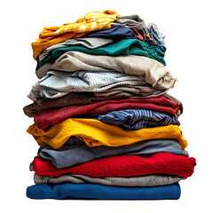 A large stack of colorful clothes laundry pile