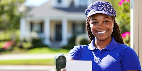 mailwoman delivering mail in mailbox 