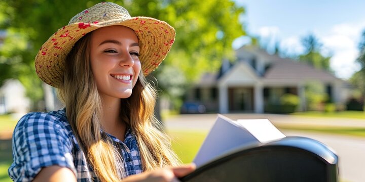 mailwoman delivering mail in mailbox 