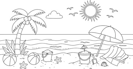 beach balls summer coloring page. you can print it on standard