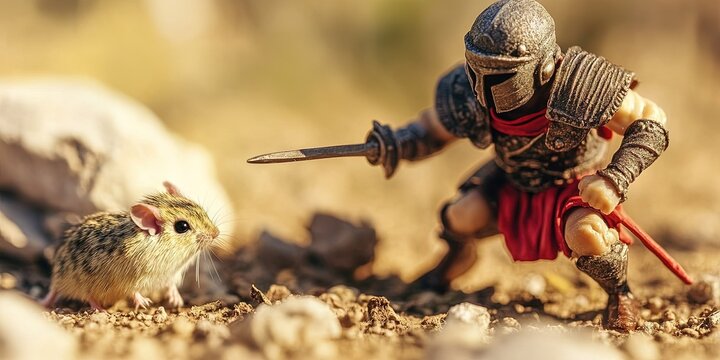 roman gladiator fighting giant gerbil in colosseum 