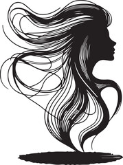 Minimalist Woman Silhouette with Abstract Hair Motion