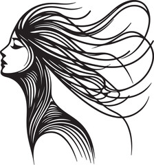 Minimalist Woman Silhouette with Abstract Hair Motion