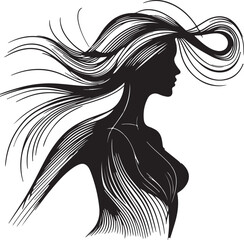 Minimalist Woman Silhouette with Abstract Hair Motion