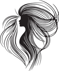 Minimalist Woman Silhouette with Abstract Hair Motion