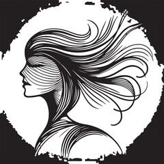 Minimalist Woman Silhouette with Abstract Hair Motion