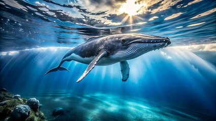 Obraz premium a stunning and serene image of a whale swimming underwater