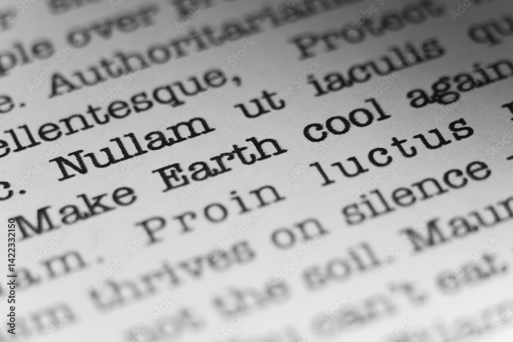 Fototapete make earth cool again. text printed on a page. a piece of paper with a phrase written in retro typew