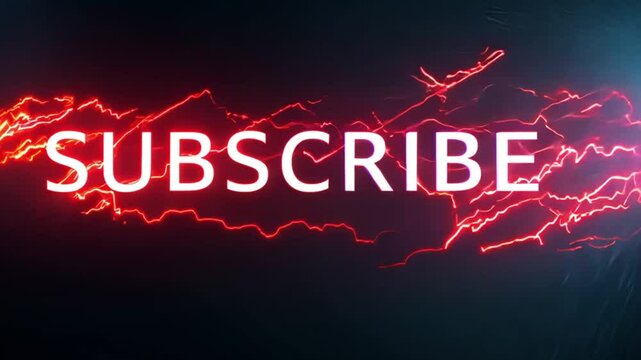 subscribe text with red lightening effects