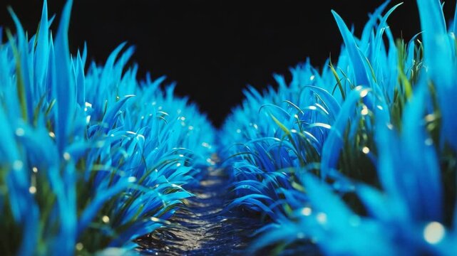 Blue grass texture background frame on black