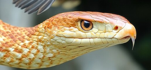 Obraz premium Close-up of a snake's head, blurred background. Wildlife photography