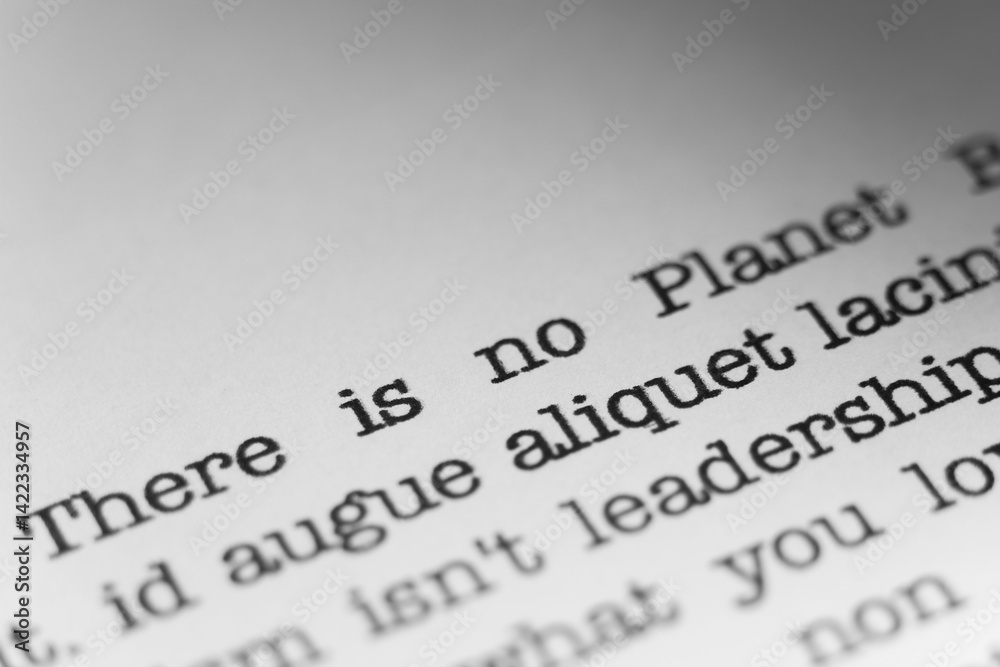 Fototapete There is no Planet B. Text printed on a page. A piece of paper witha phrase written in retro typewriter font.