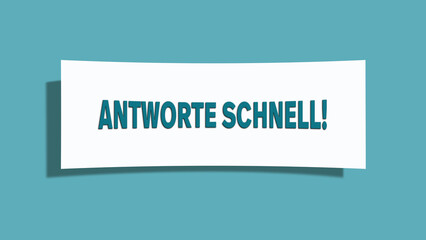 Antworte schnell (Answer quickly) - A card isolated on light green background.