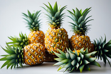 Obraz premium Pineapple Fresh Fruit Composition With Tropical Organic Produce