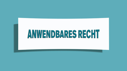 Anwendbares Recht (Applicable Law) - A card isolated on light green background.