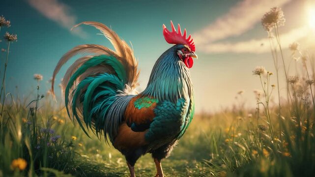 Rooster in the Meadow