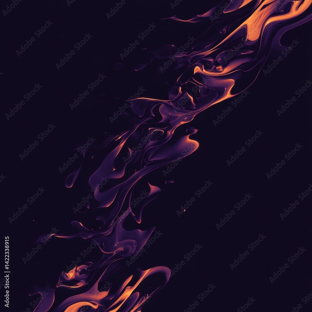 Poster abstract fluid art with dynamic flow and gradient hues creating a mesmerizing visual effect on dark 