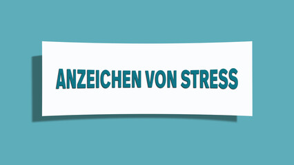Anzeichen von Stress (Signs of stress) - A card isolated on light green background.