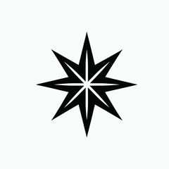 Obraz premium Black and white star icon, a shiny xmas symbol with a golden 3d shape