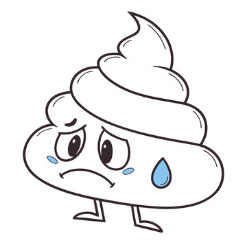 recommend clip art: Sad Poop Emoji Character in Flat Vector