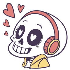 Cute Cartoon Skull Emoji Illustration